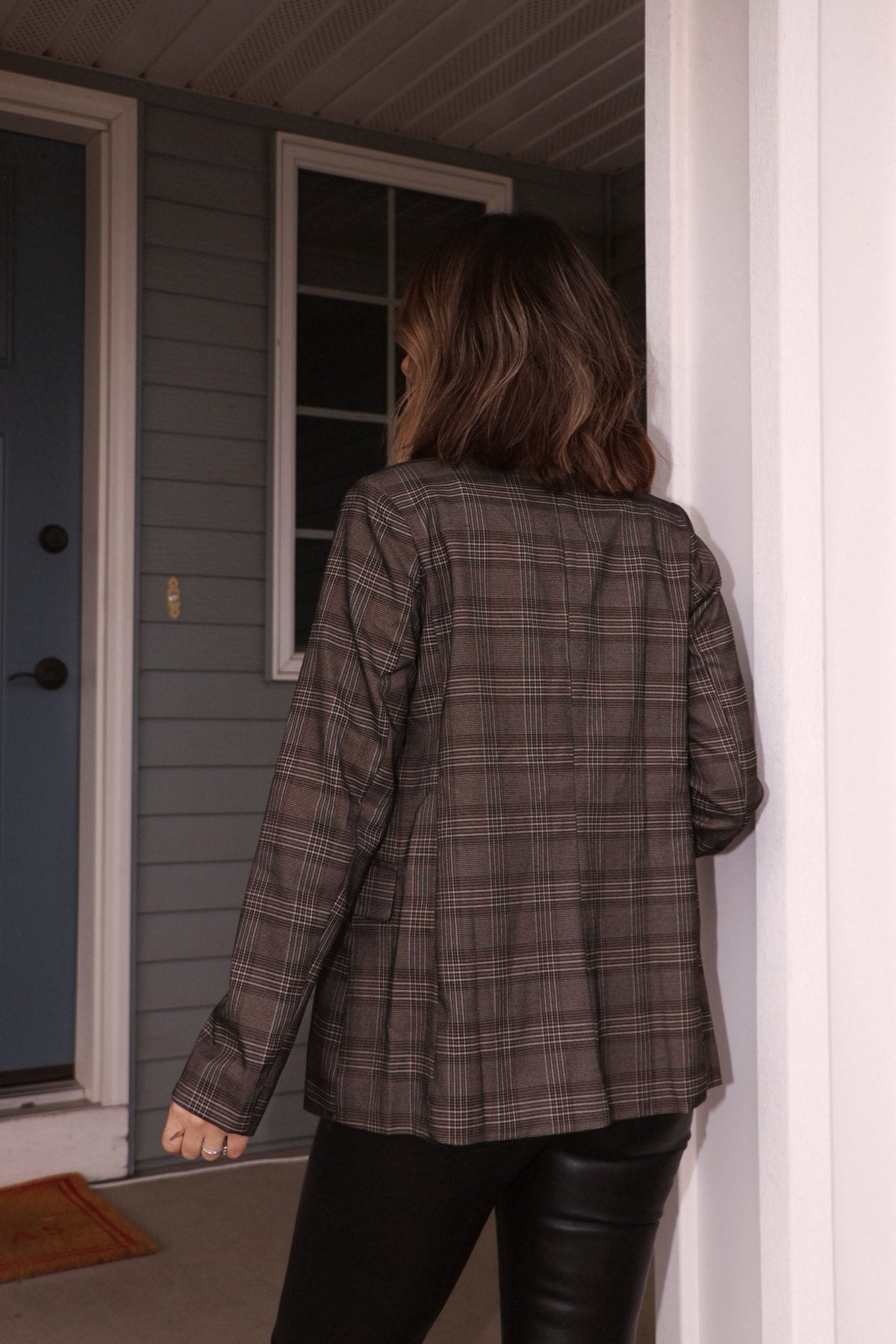 On Break Charcoal Plaid Blazer - Magnolia Boutique