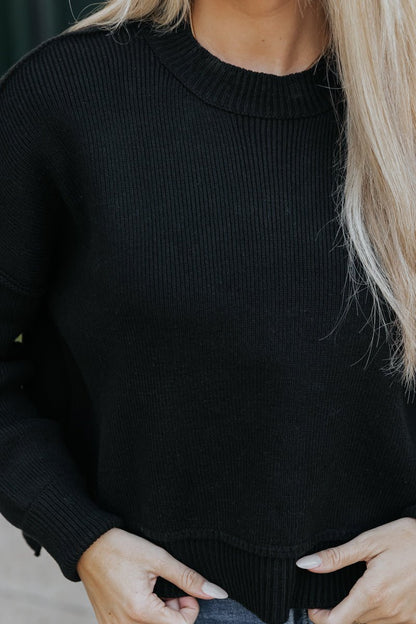 On The Go Seam Detail Sweater - Black - Magnolia Boutique