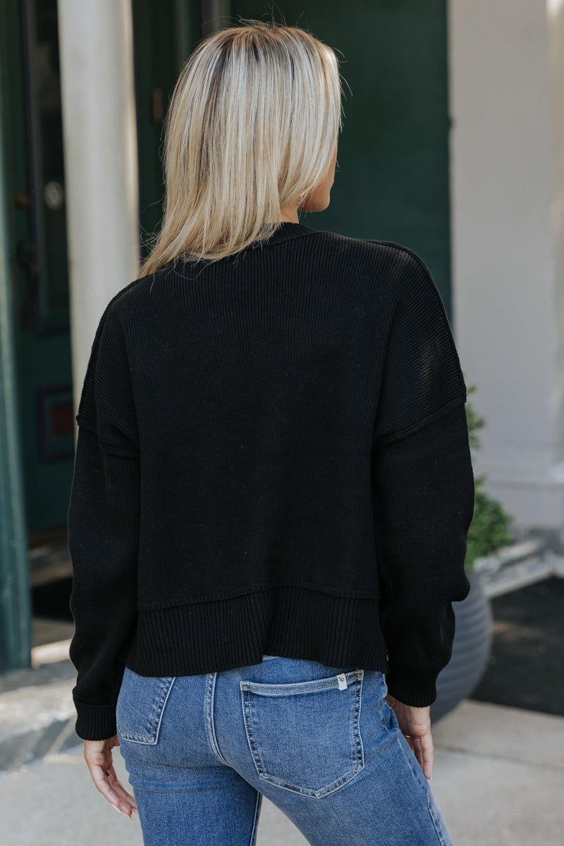 On The Go Seam Detail Sweater - Black - Magnolia Boutique