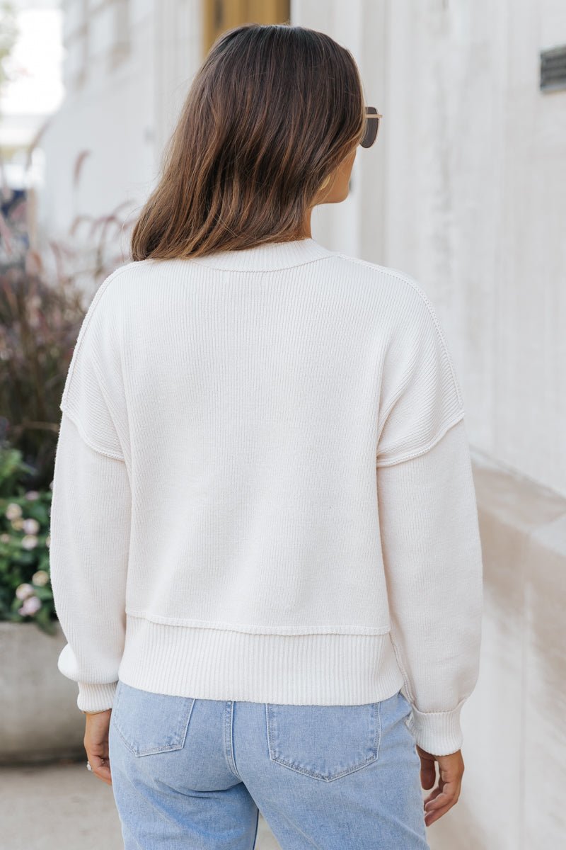 On The Go Seam Detail Sweater - Natural - Magnolia Boutique