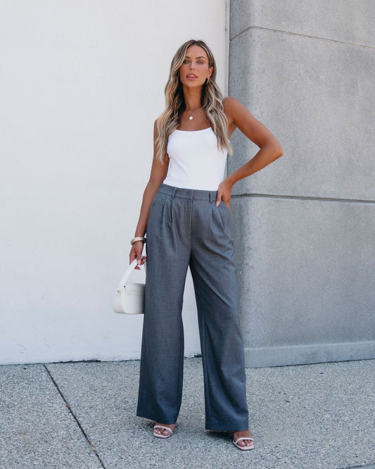 On Your Way Grey Pleated Trousers - Magnolia Boutique