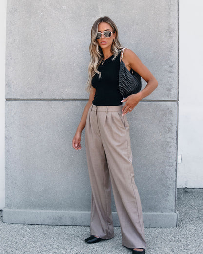 On Your Way Neutral Beige Pleated Trousers - Magnolia Boutique