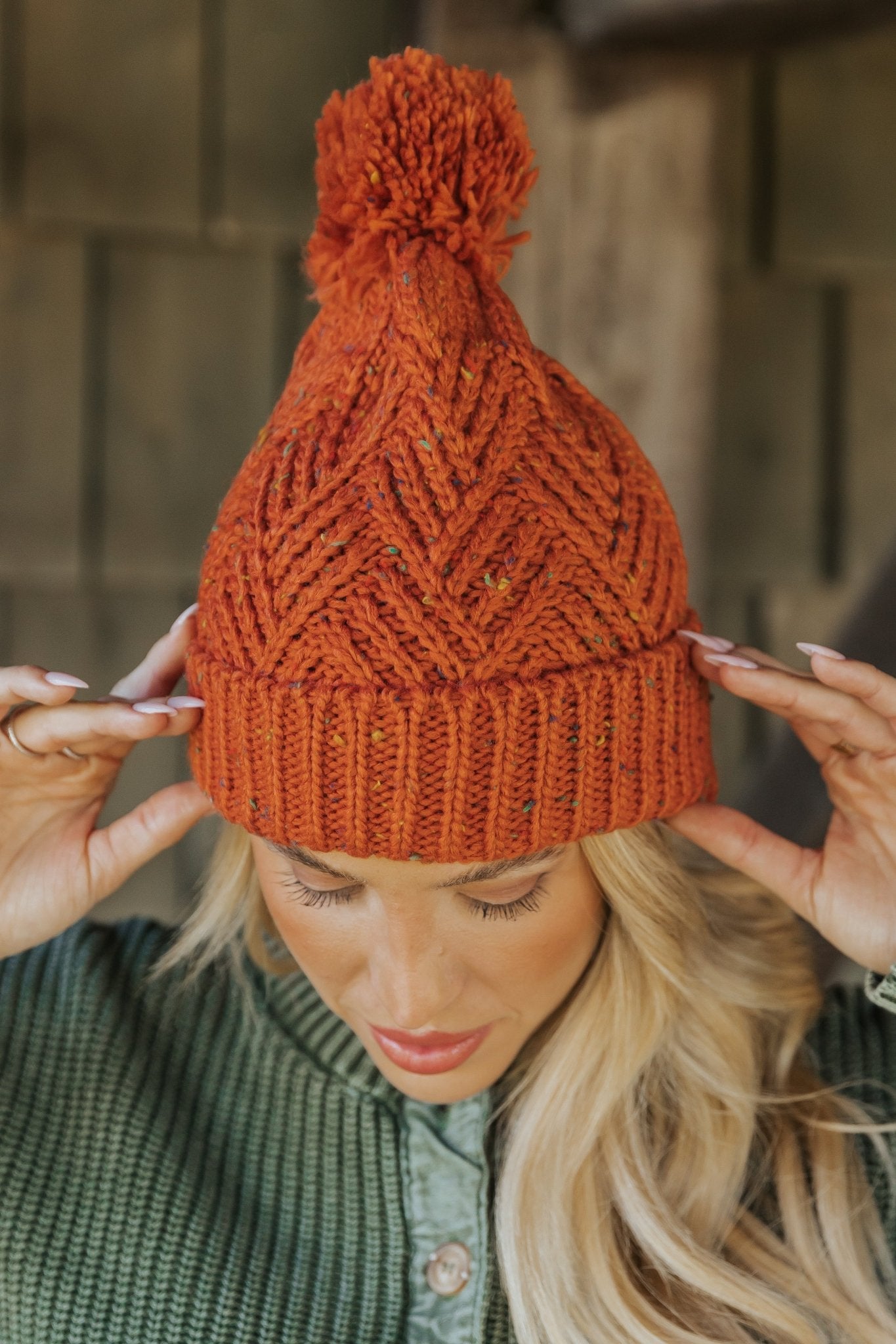 Orange Confetti Pom Pom Beanie - Magnolia Boutique