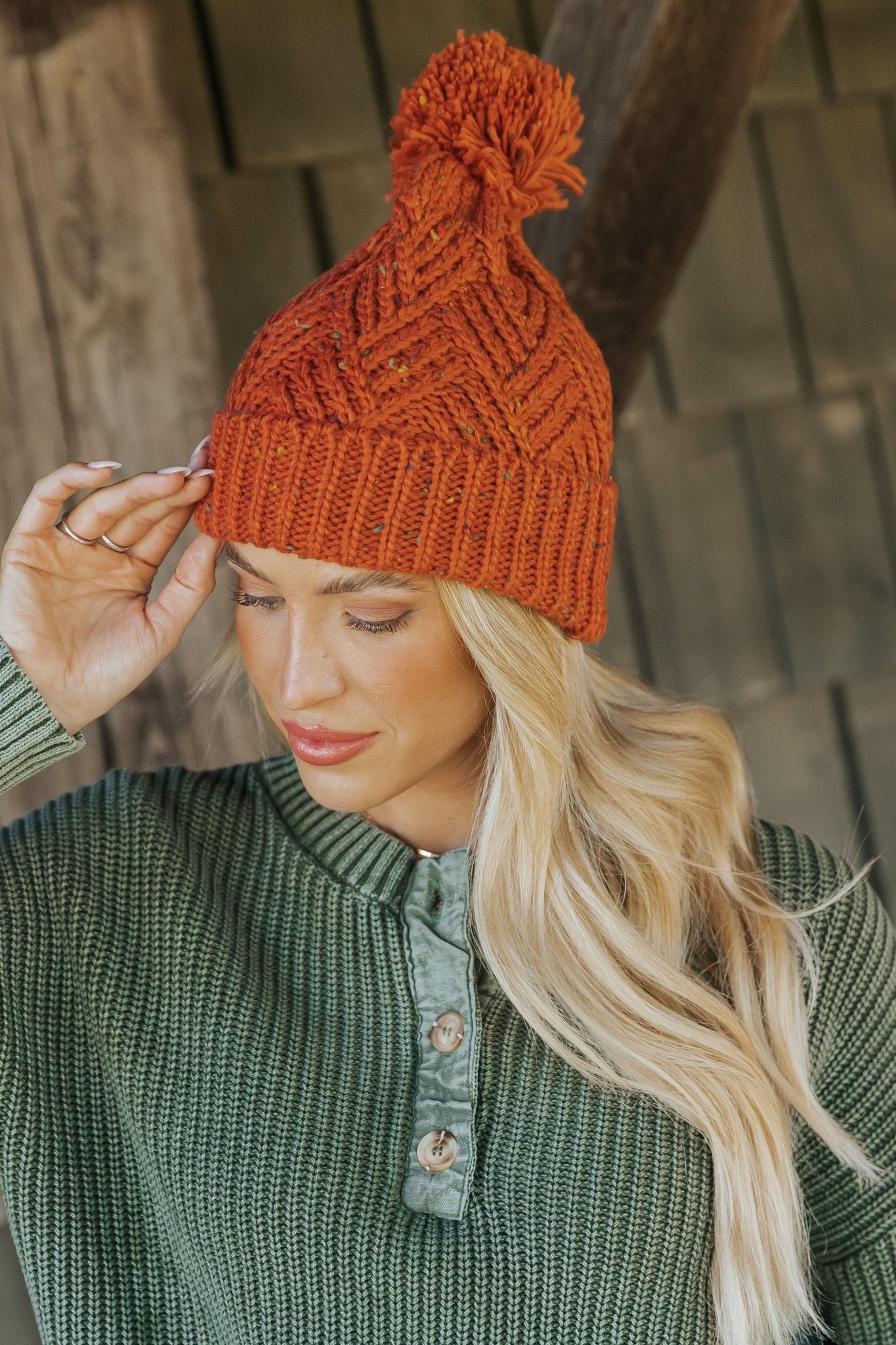 Orange Confetti Pom Pom Beanie - Magnolia Boutique