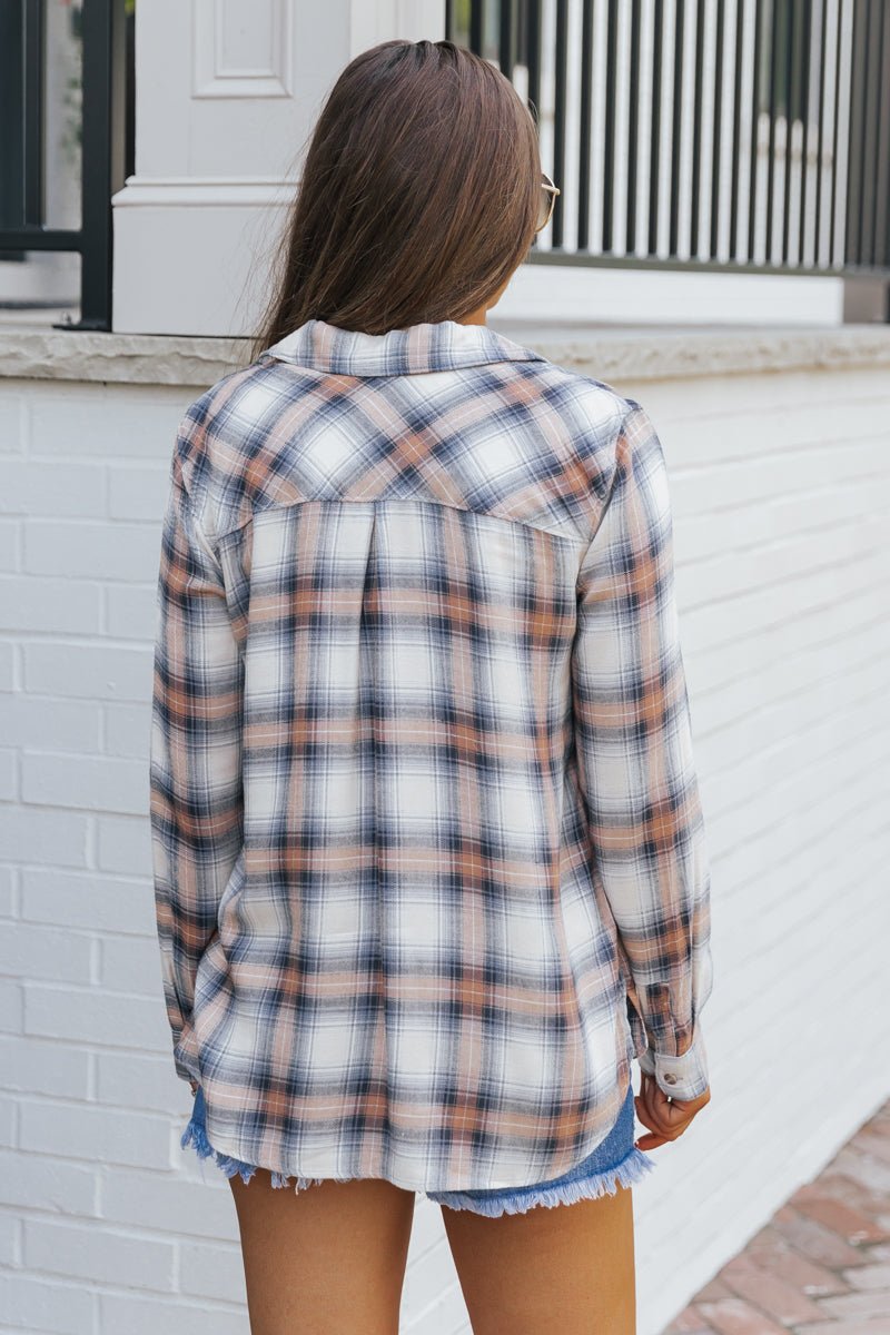 Orange Multi Plaid Flannel Shirt - Magnolia Boutique