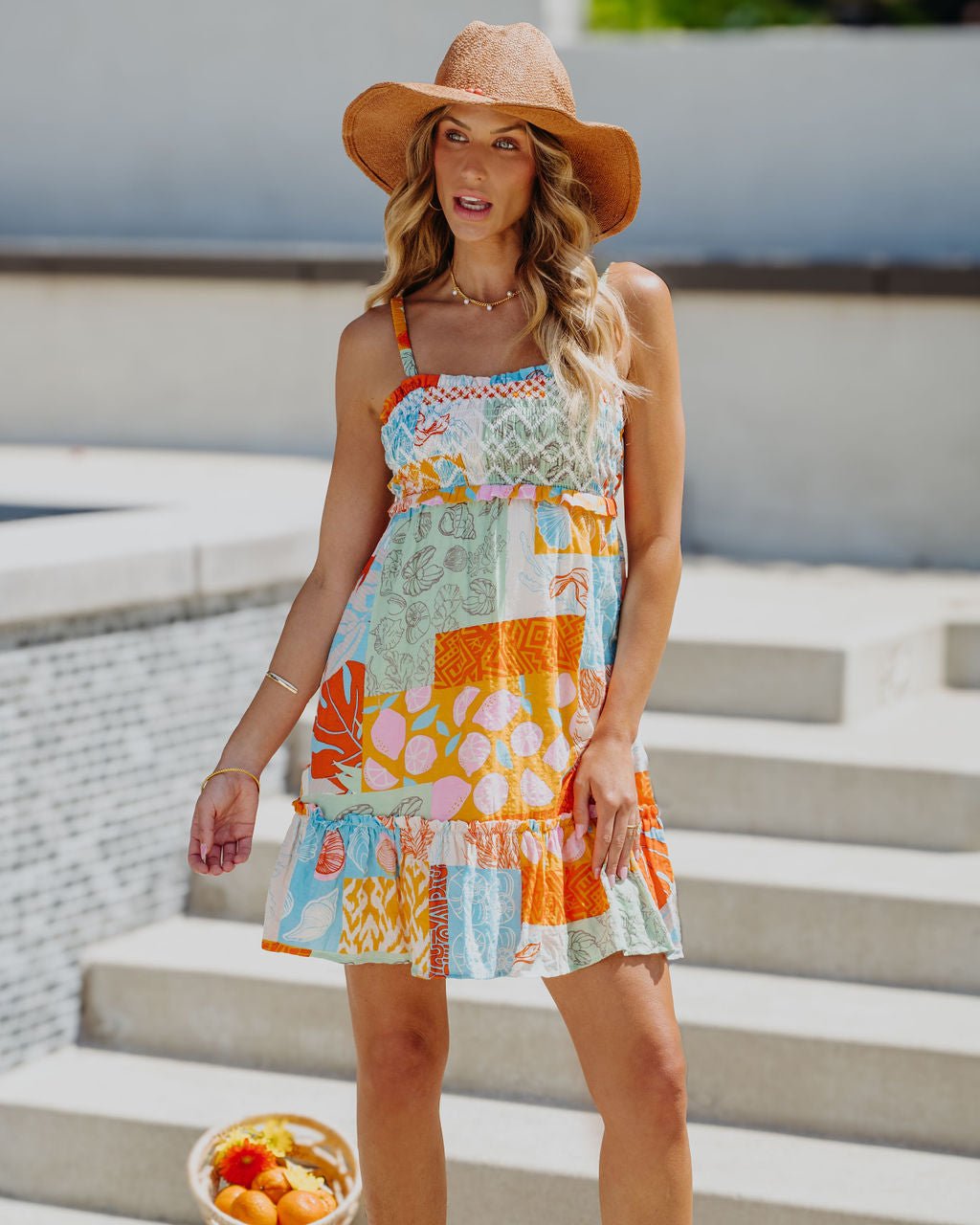 Orange Multi Print Mini Dress - Magnolia Boutique