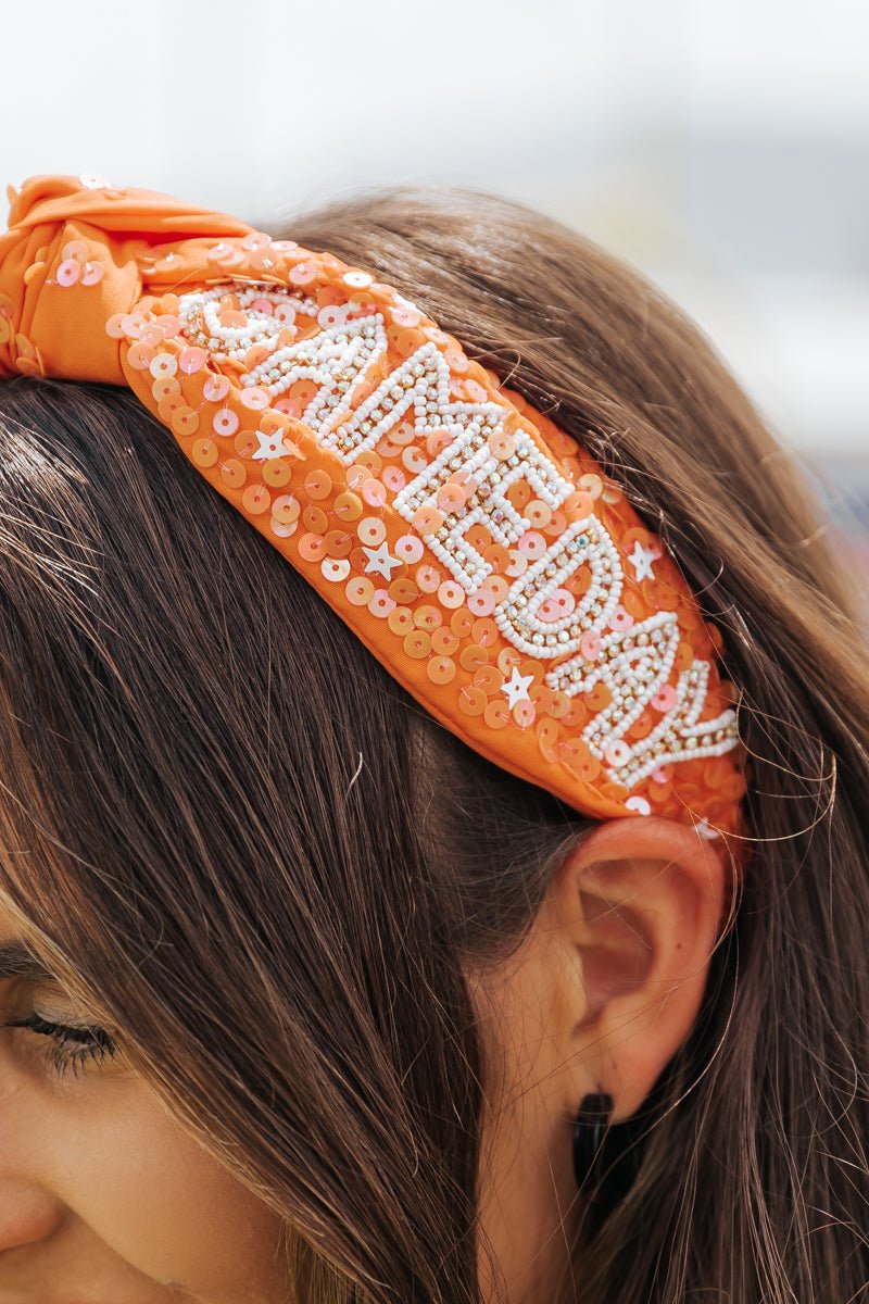 Orange Sequin Game Day Headband - Magnolia Boutique