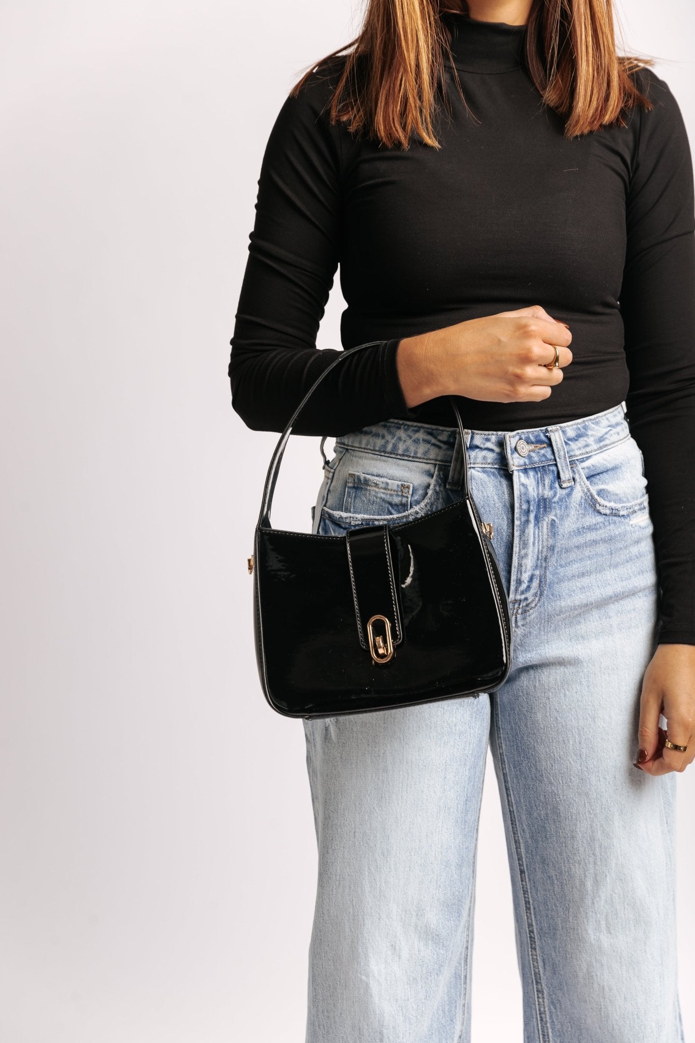 Paige Black Vegan Leather Shoulder Crossbody Bag - Magnolia Boutique