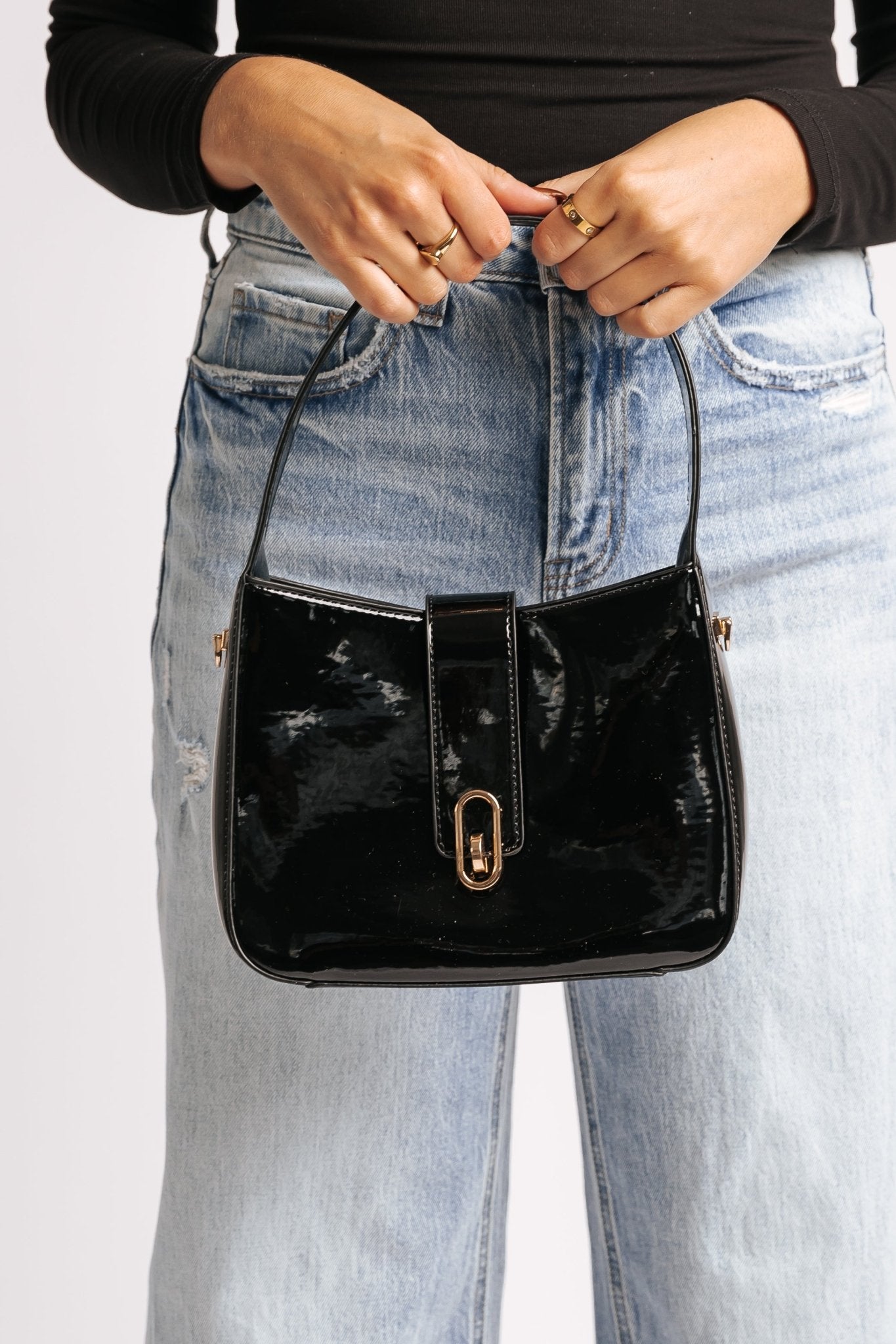 Paige Black Vegan Leather Shoulder Crossbody Bag - Magnolia Boutique