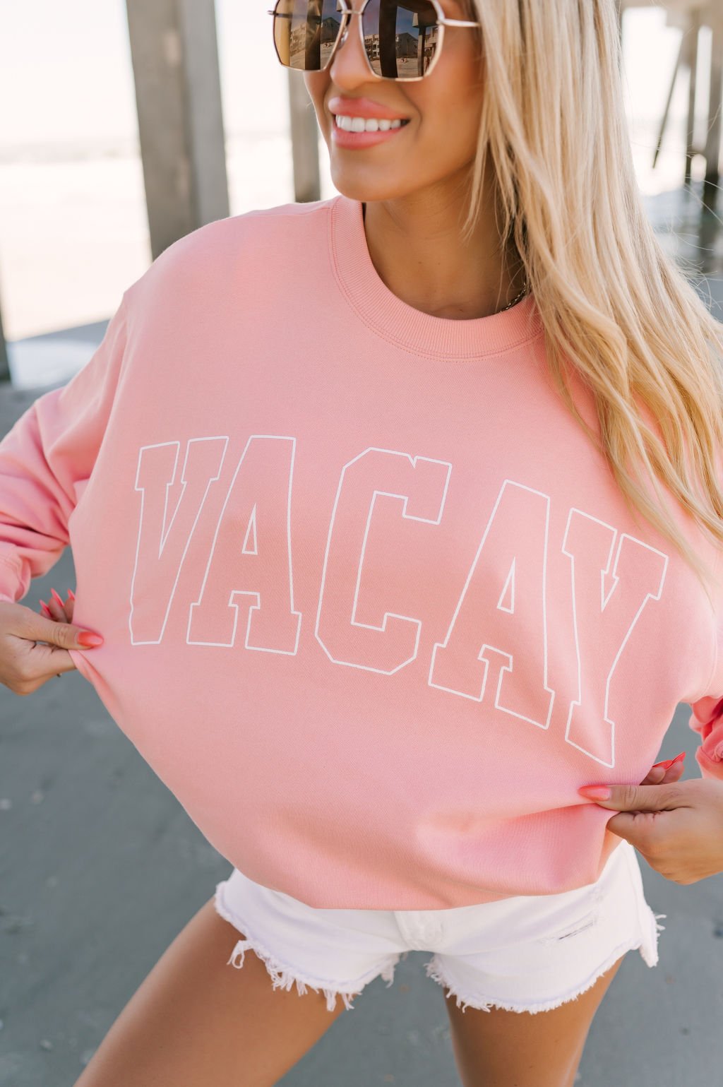 Peach Cotton Vacay Graphic Sweatshirt - Magnolia Boutique