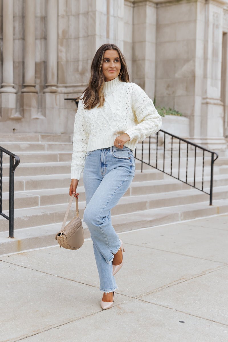 Pearly Cream Cable Knit Sweater - FINAL SALE - Magnolia Boutique