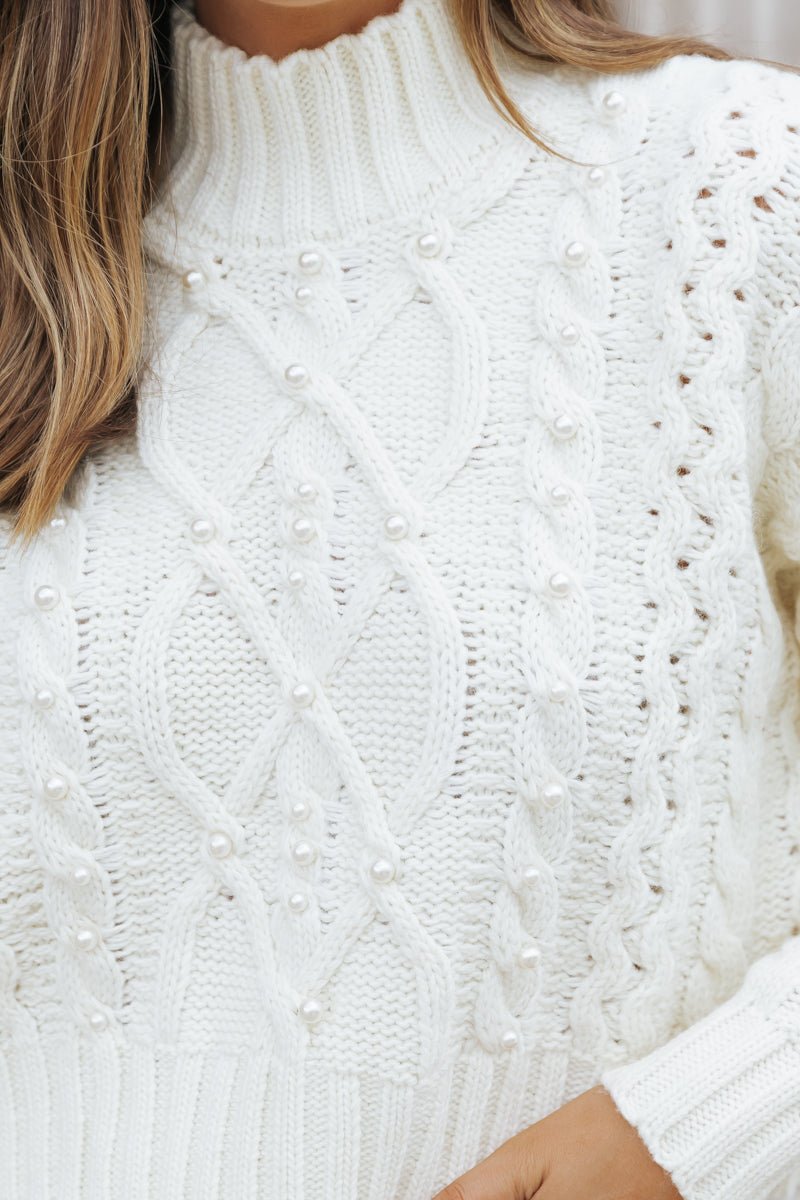 Pearly Cream Cable Knit Sweater - FINAL SALE - Magnolia Boutique