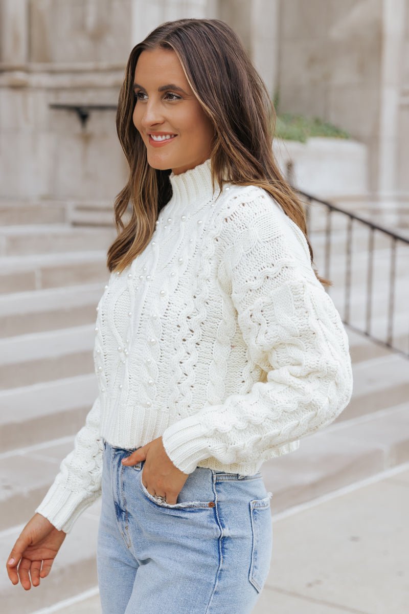 Pearly Cream Cable Knit Sweater - FINAL SALE - Magnolia Boutique