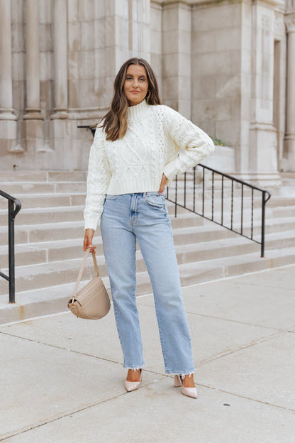 Pearly Cream Cable Knit Sweater - FINAL SALE - Magnolia Boutique