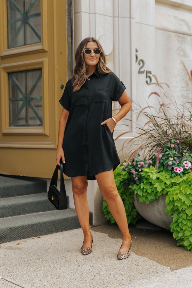 Perfect Match Black Shirt Dress - Magnolia Boutique