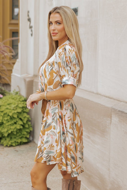 Picture Perfect Belted Print Mini Dress - Magnolia Boutique