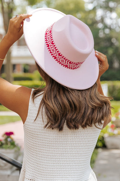 Pink Boho Stripe Wide Brim Hat - Magnolia Boutique