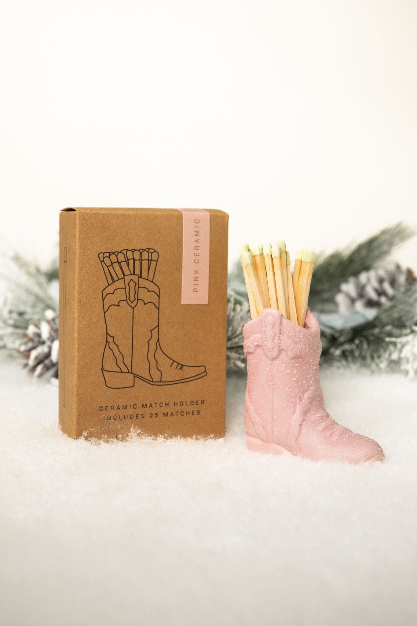 The Pink Cowboy Boot Match Holder is a charming western decor piece and makes the perfect gift, boxed and ready to display.