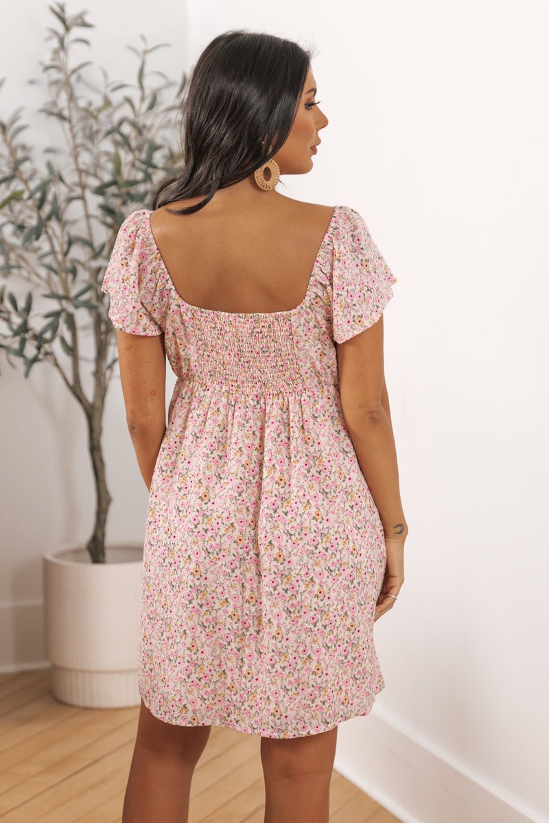 Pink Floral Print Sweetheart Mini Dress - Magnolia Boutique