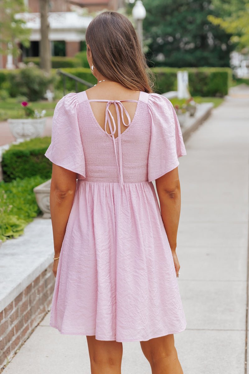 Pink Short Sleeve Smocked Mini Dress - Magnolia Boutique