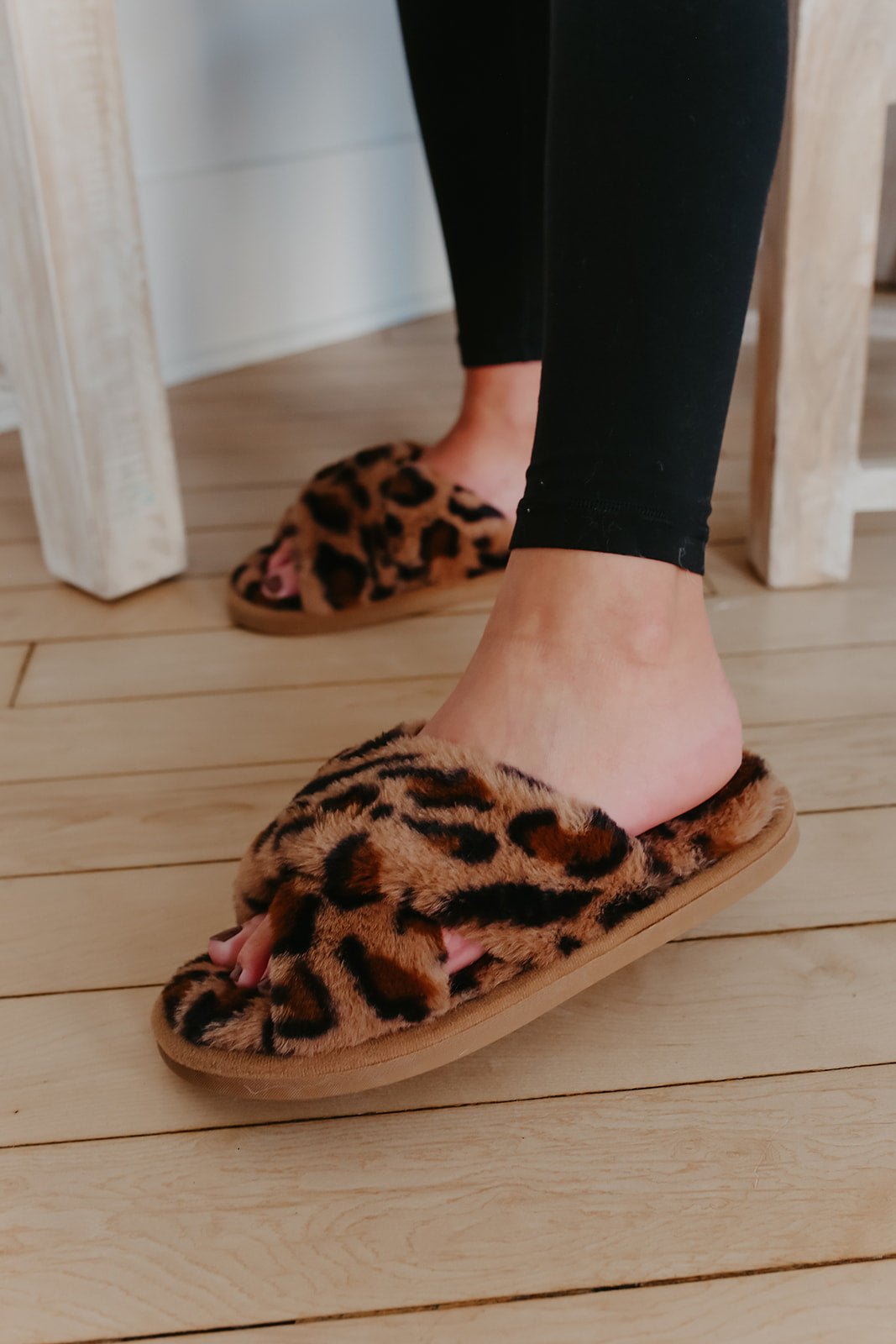 Plush Brown Leopard Slippers - Magnolia Boutique