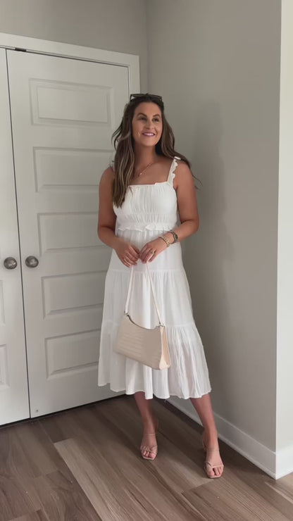 Love in Bloom White Ruffle Tiered Midi Dress - FINAL SALE