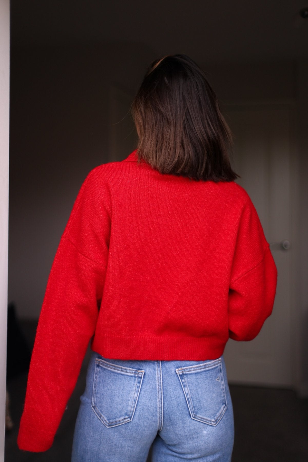 Red Button Up Sweater Cardigan - Magnolia Boutique