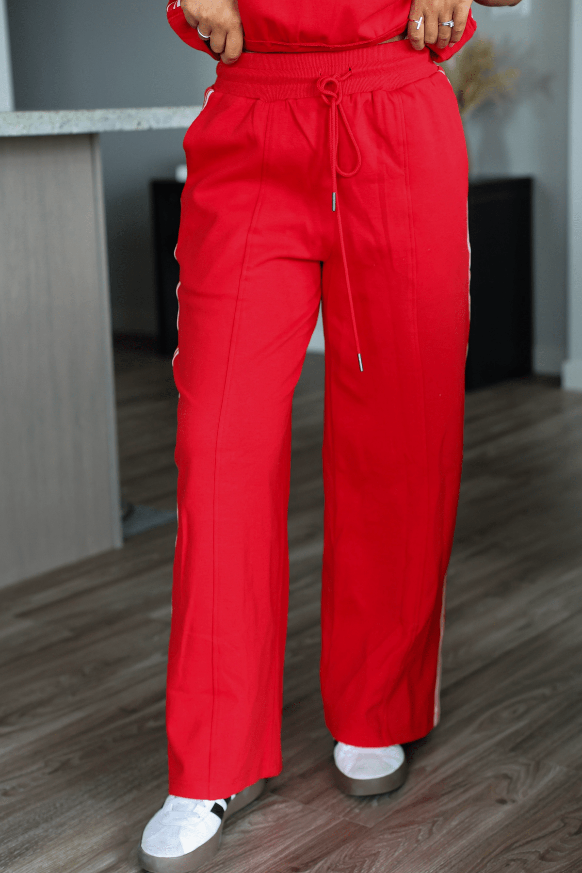 Red Contrast Athletic Pants - Magnolia Boutique