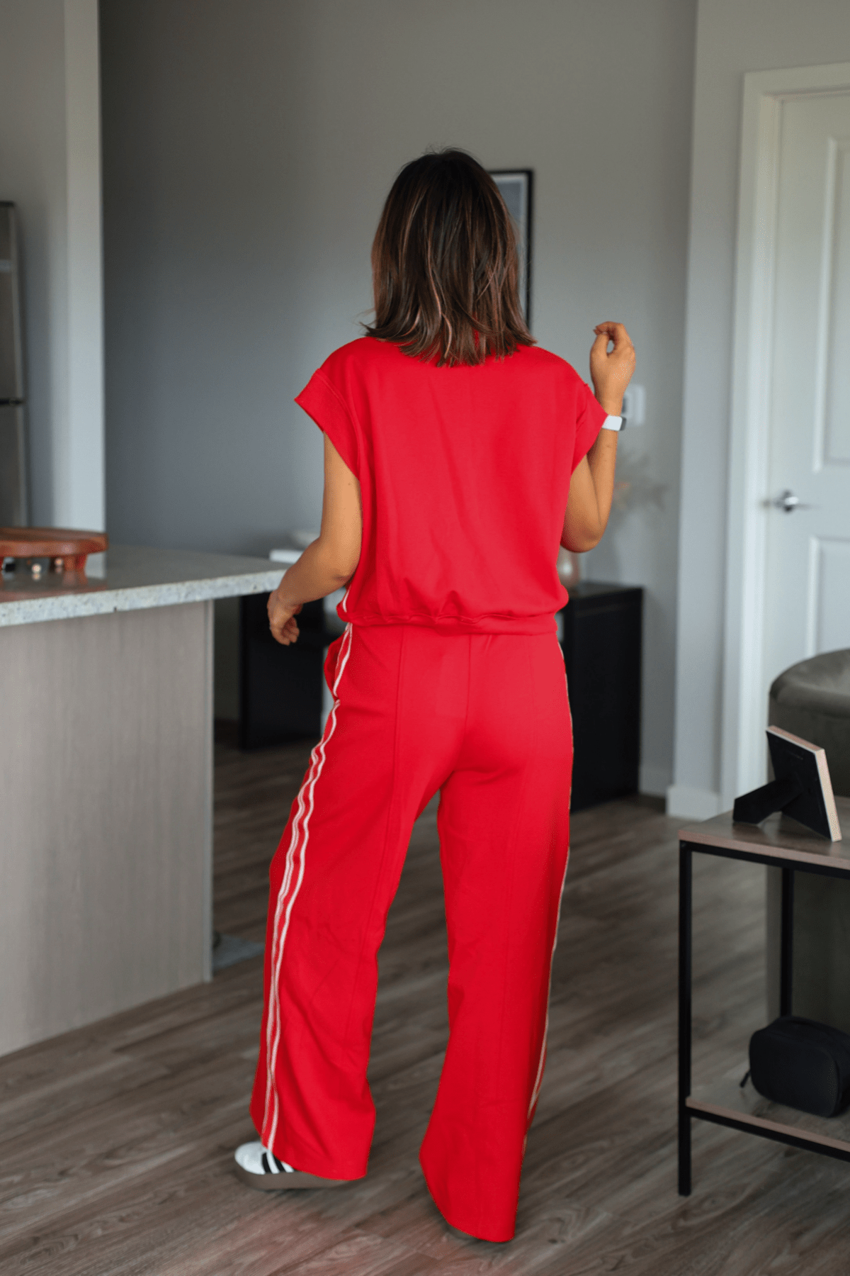 Red Contrast Athletic Pants - Magnolia Boutique