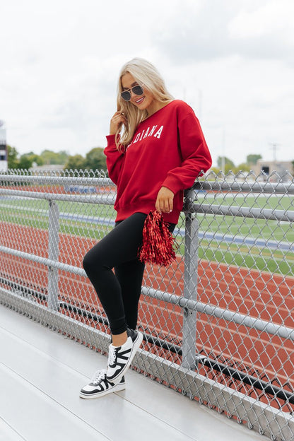 Red Indiana Boat Neck Sweatshirt - Magnolia Boutique