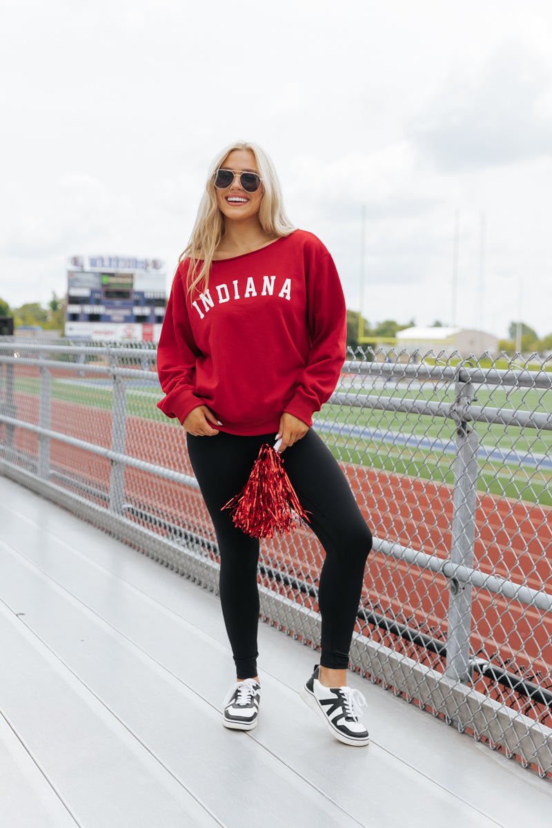 Red Indiana Boat Neck Sweatshirt - Magnolia Boutique