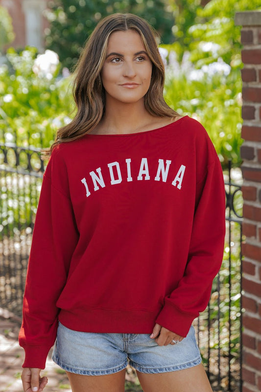 Red Indiana Boat Neck Sweatshirt - Magnolia Boutique