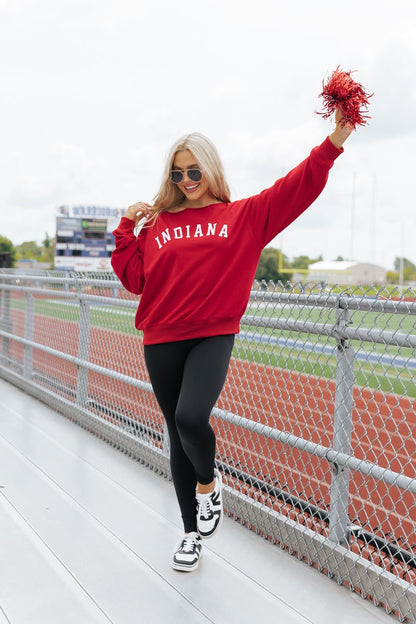 Red Indiana Boat Neck Sweatshirt - Magnolia Boutique