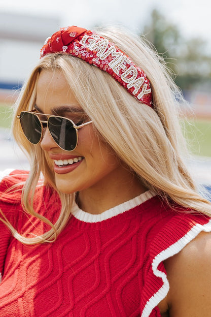 Red Sequin Game Day Headband - Magnolia Boutique