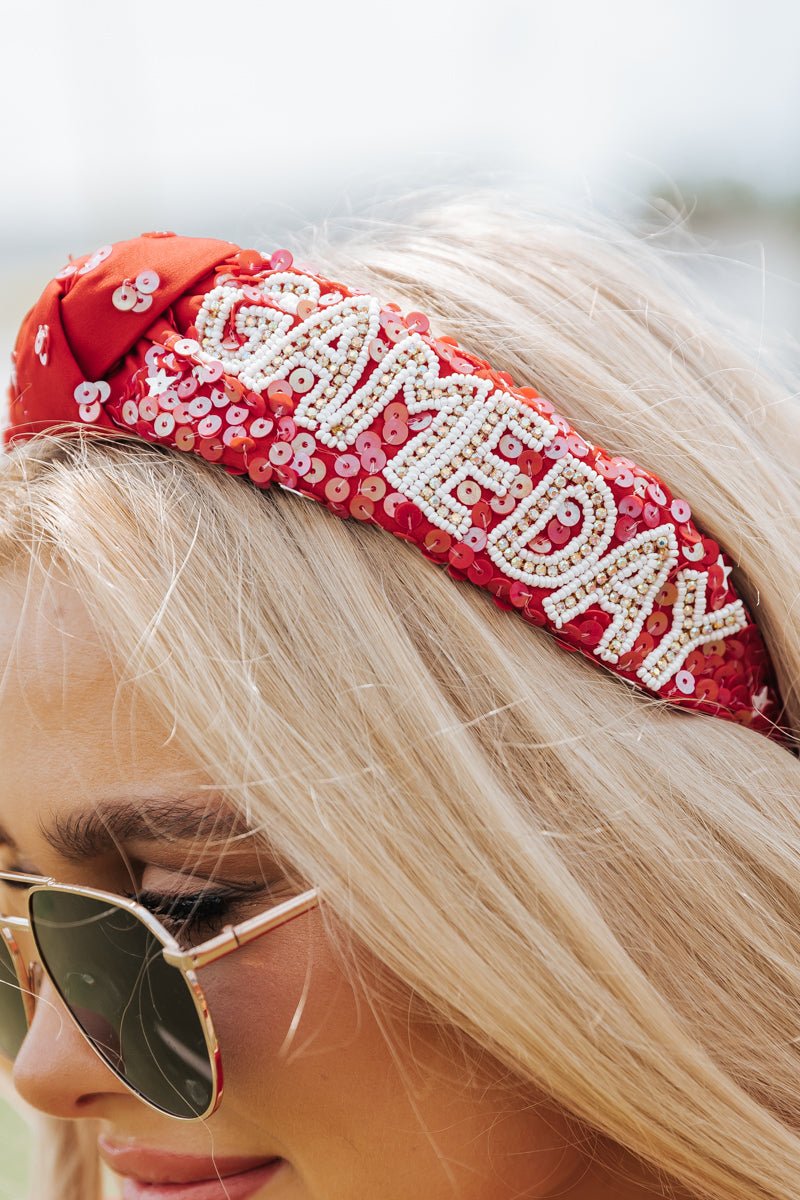 Red Sequin Game Day Headband - Magnolia Boutique