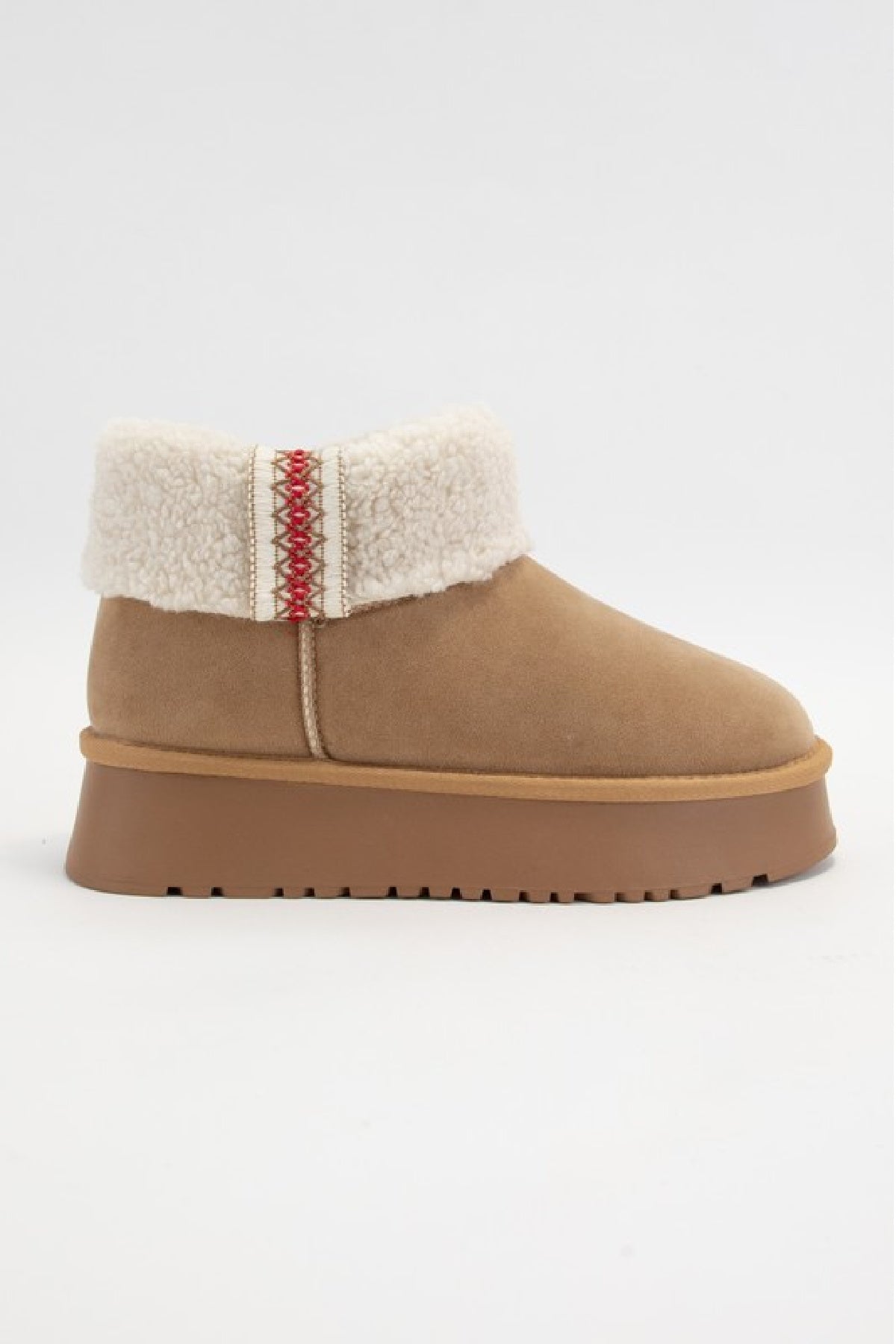 Robbie Sherpa Flatform Ankle Boots - Camel - Magnolia Boutique