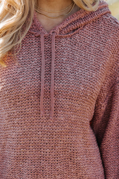 Rose Textured Hooded Sweater - Magnolia Boutique