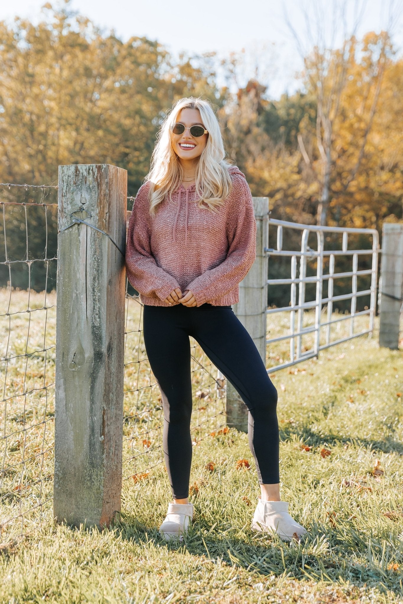 Rose Textured Hooded Sweater - Magnolia Boutique