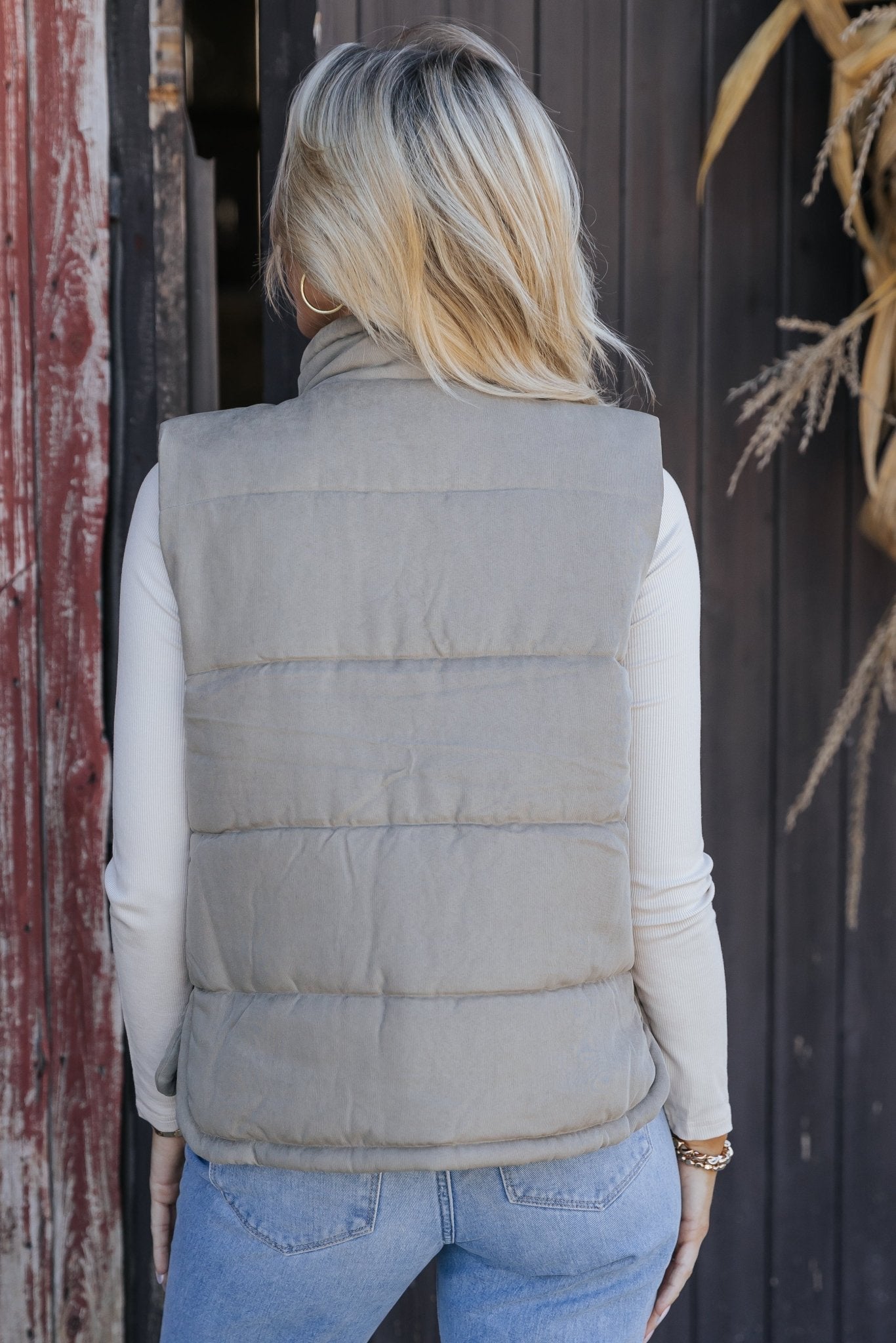 Sage Button Up Puffer Vest - Magnolia Boutique