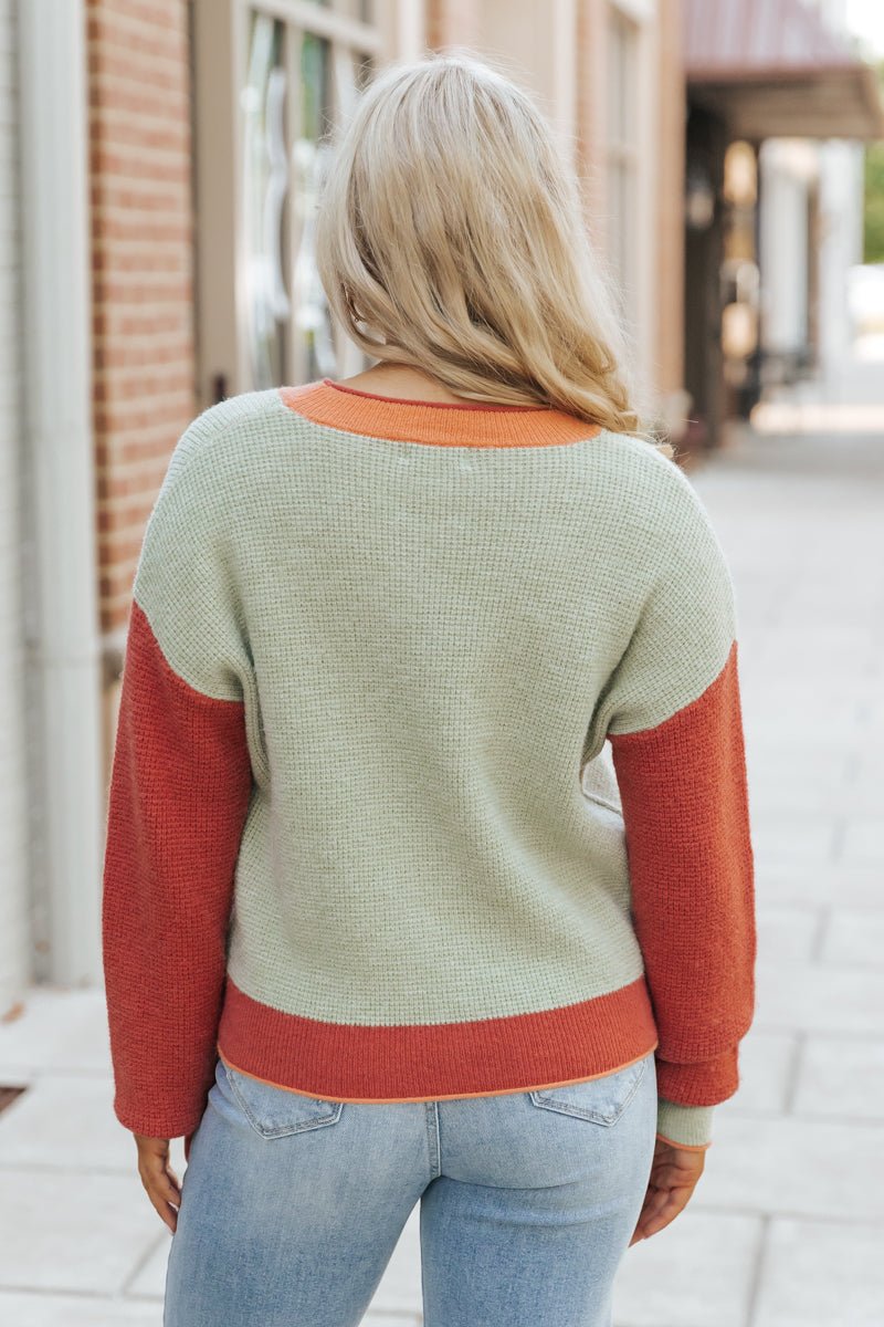 Sage Color Block Pullover Sweater - Magnolia Boutique