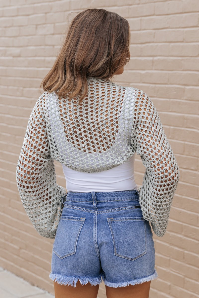 Sage Crochet Cropped Shrug Cardigan | Pre Order - Magnolia Boutique