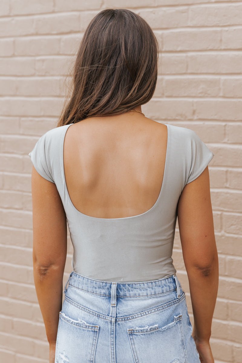 Sage Short Sleeve Open Back Bodysuit - Magnolia Boutique