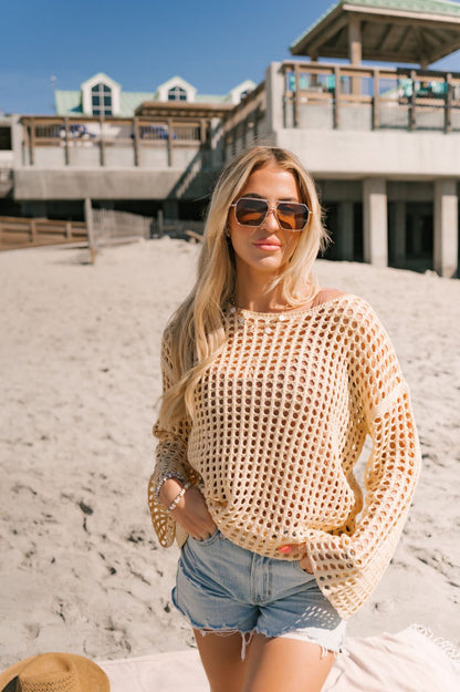 Sandy Beach Long Sleeve Open Knit Top | Pre Order - Magnolia Boutique