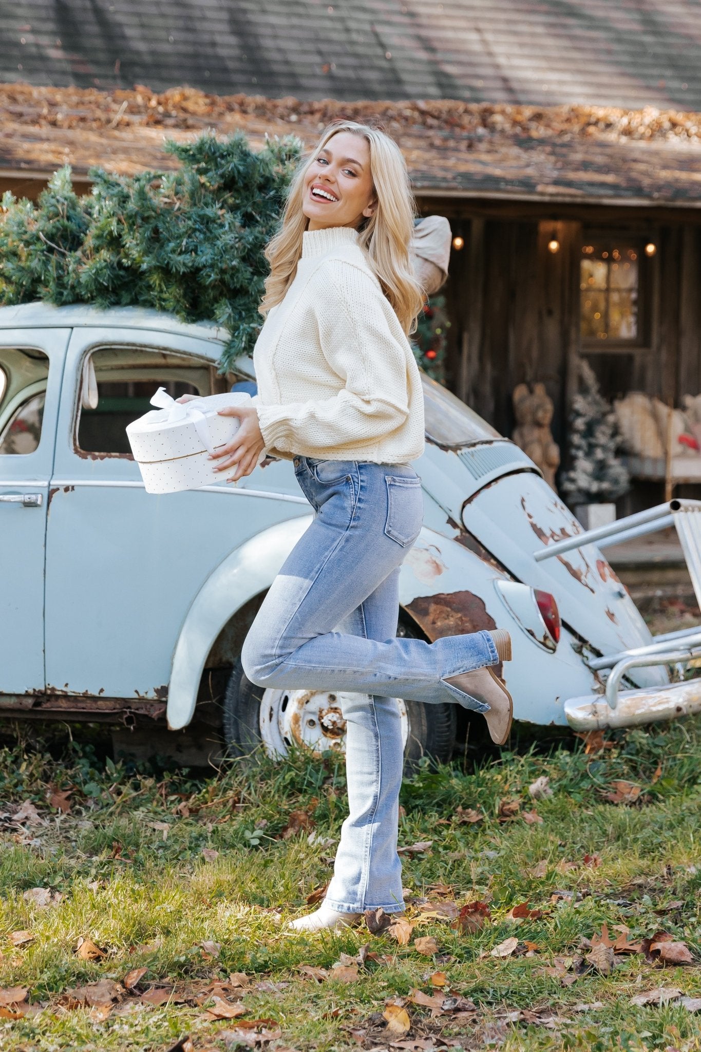 Seam Detail Mock Neck Sweater - Cream - Magnolia Boutique