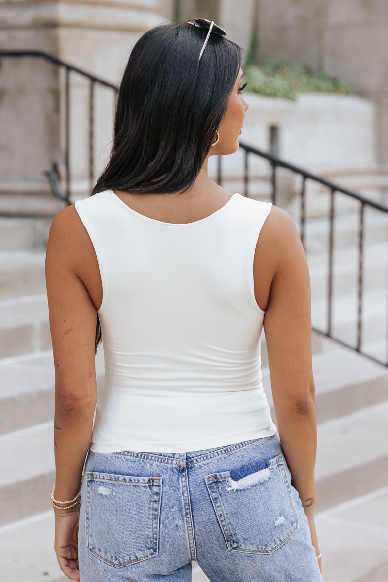 Seamless Double Layered Tank Top - Cream - Magnolia Boutique