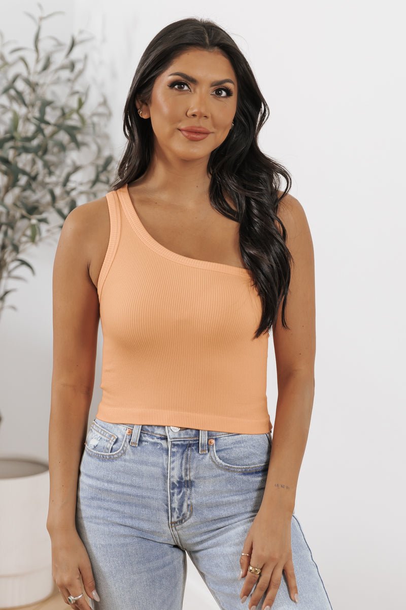 Seamless One Shoulder Ribbed Tank Top - Magnolia Boutique