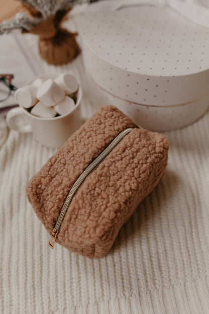 Sherpa Teddy Bear Makeup Bag - Magnolia Boutique