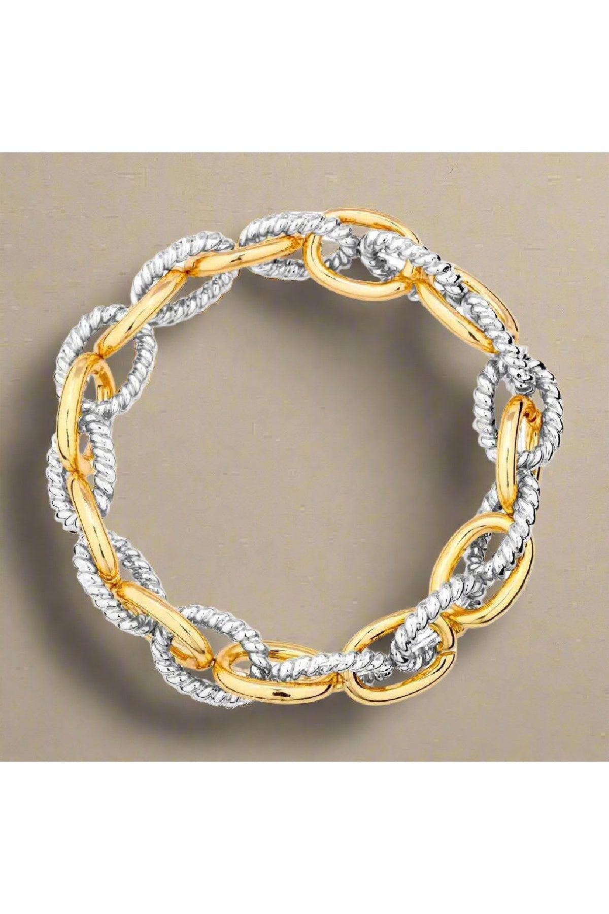 Shiny Gold & Silver Textured Stretch Bracelet - Magnolia Boutique