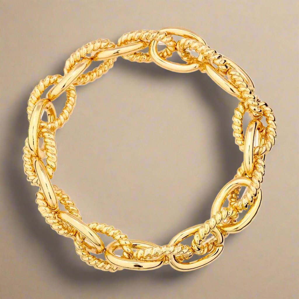 Shiny Gold Textured Stretch Bracelet - Magnolia Boutique