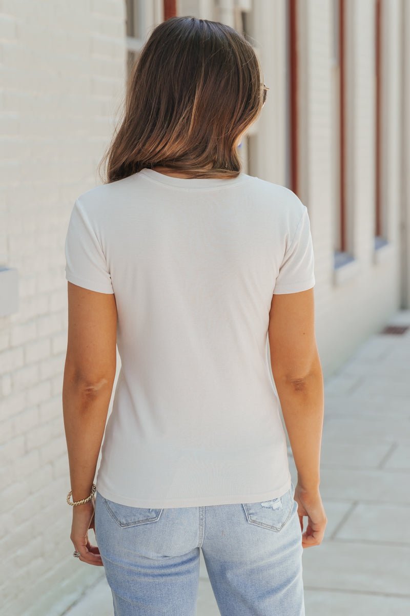 Short Sleeve Cotton T-Shirt - Stone - Magnolia Boutique